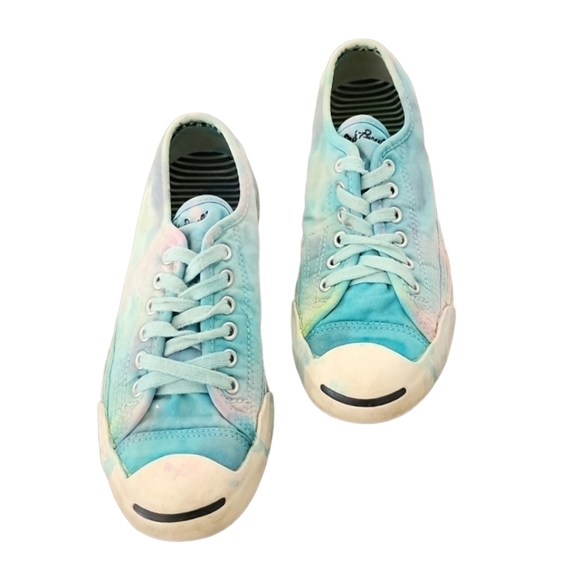CONVERSE JACK PURCELL Mermaid Tie Dye Sneakers Womens 7 Mens 5 Custom RARE OOAK - Picture 4 of 16